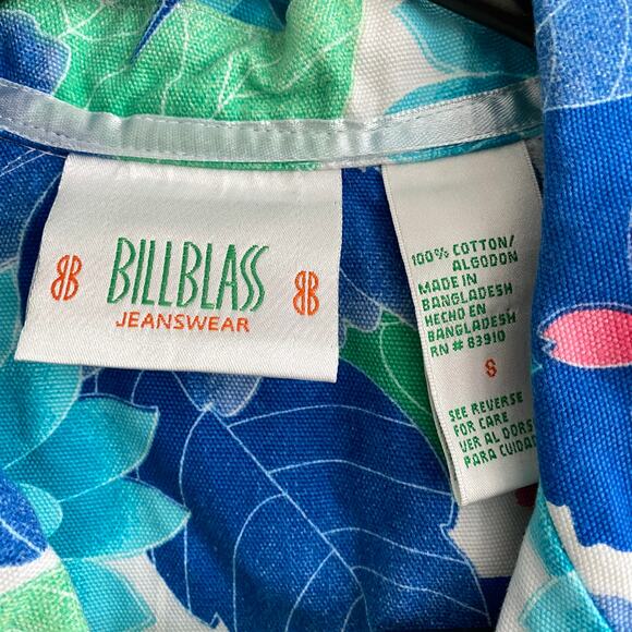 Bill Blass Jeanswear Jacket Blue Floral Bright Tropical Spring Small Cotton - Picture 2 of 3